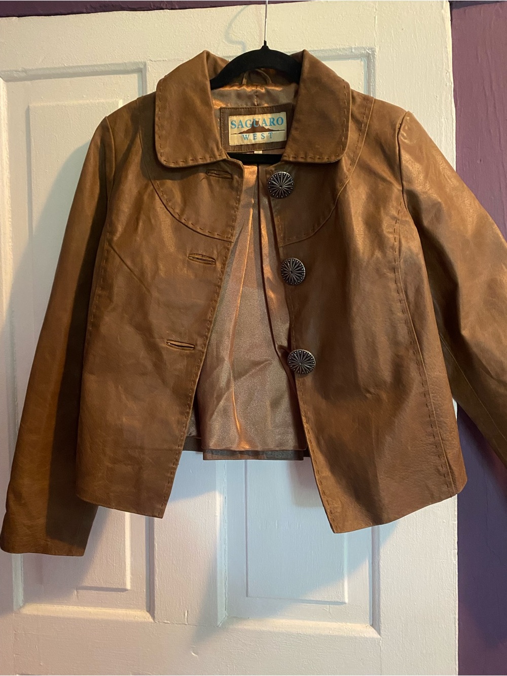 Women's Brown Saguaro West Western Style Leather Jacket